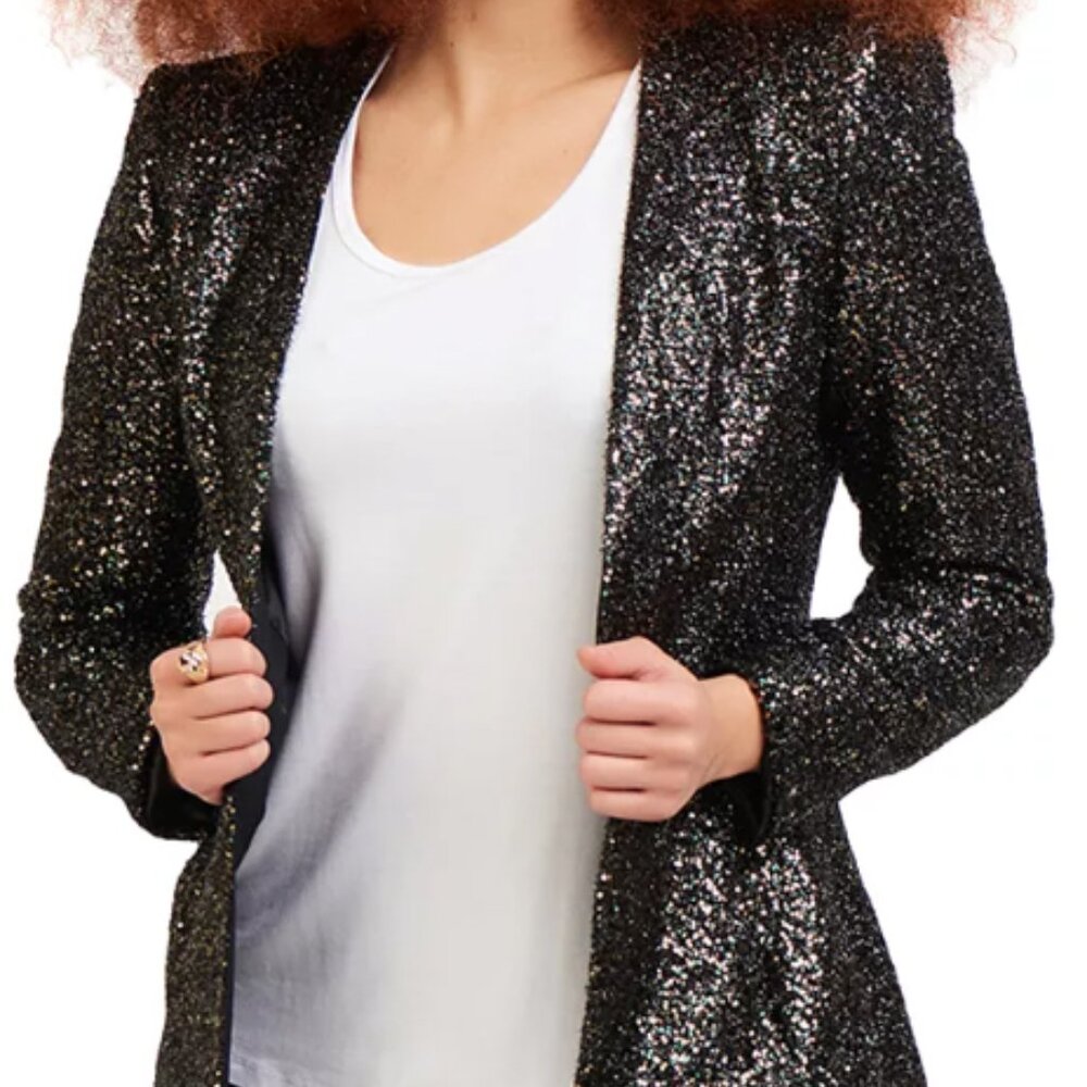 Black Tape Sparkle Sequin Evening Blazer NWT -- size XL (14 - 16), Lined, Black